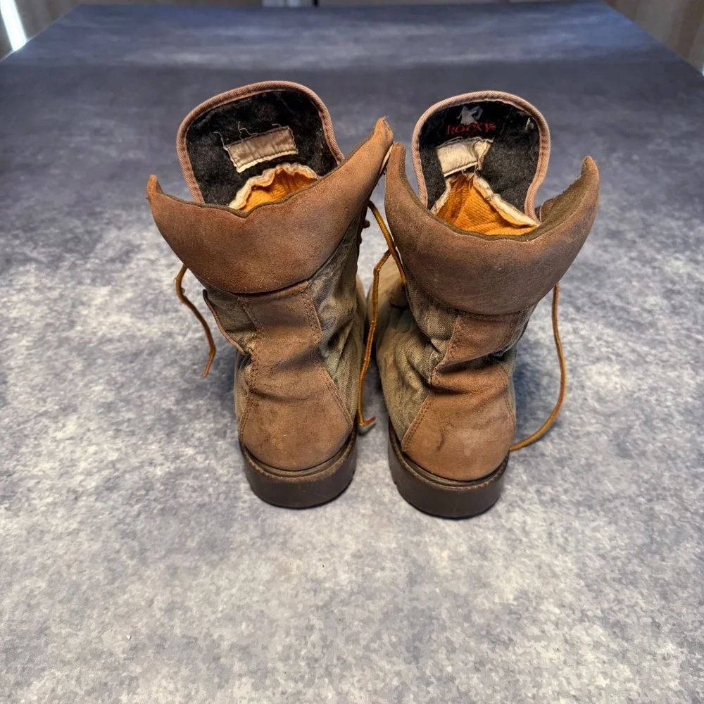 VTG Rocky 640 Gore-Tex Camo Hunting Boots Mens 9 EW USA Made Suede Cordura